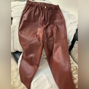 Brown leather pants
